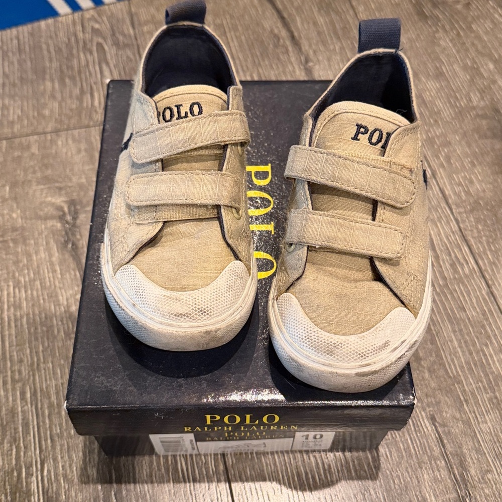 Polo Ralph Lauren Kids Beige Velcro Sneakers Size 10